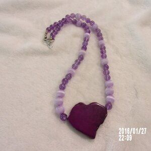 huge heart purple turquoise necklace  New